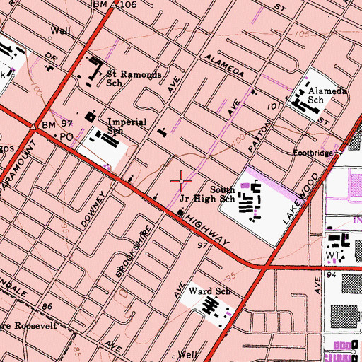 Topographic Map of Brookshire Childrens Park, CA