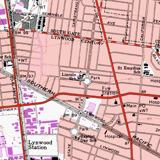Topographic Map of Carnation Park, CA
