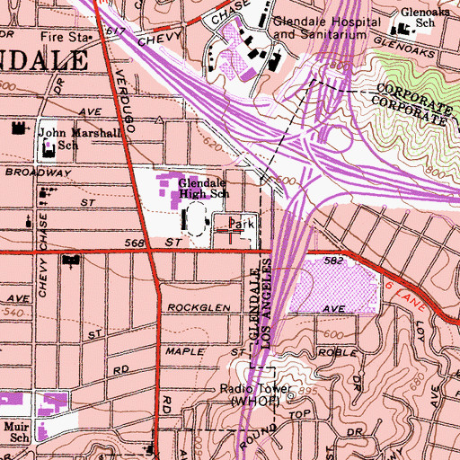 Topographic Map of Carr Park, CA