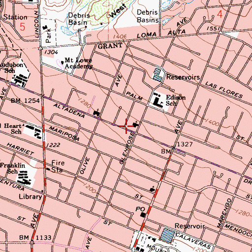 Topographic Map of Christ the Shepherd Lutheran Church, CA