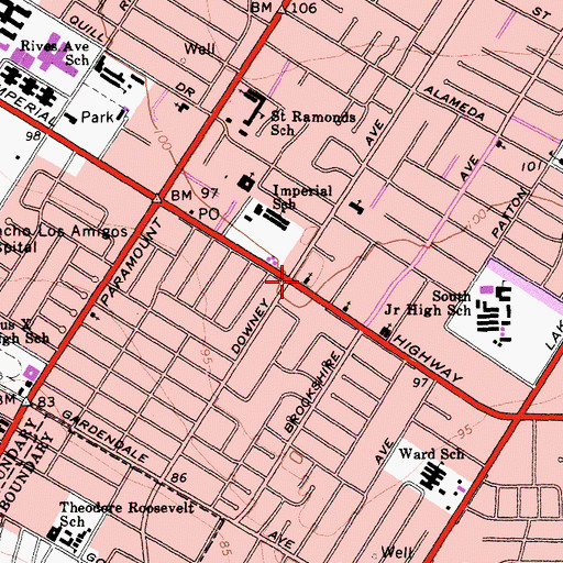 Topographic Map of Church of Christ, CA