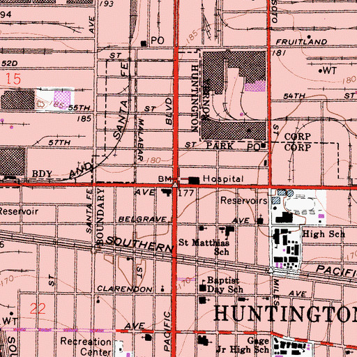 Topographic Map of Community Hospital of Huntington Park, CA