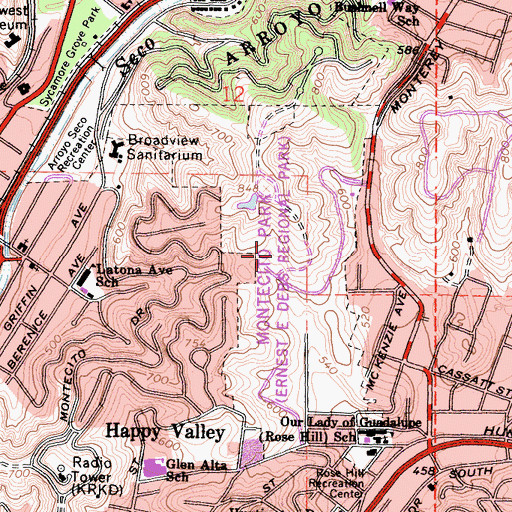 Topographic Map of Ernest E. Debs Regional Park, CA