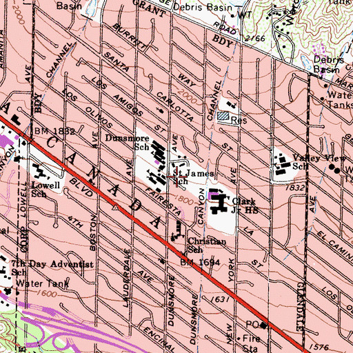 Topographic Map of Dunsmore Park, CA
