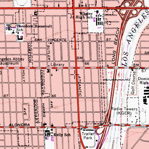 Topographic Map of East Rancho Dominguez County Park, CA
