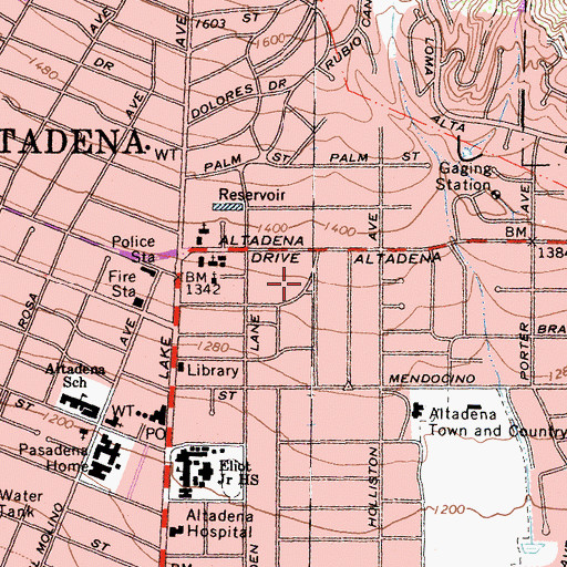 Topographic Map of Ganesha Park, CA