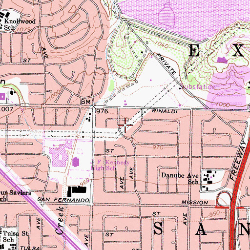 Topographic Map of Gothic Rinaldi Park, CA