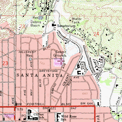 Topographic Map of Grand Avenue Park, CA