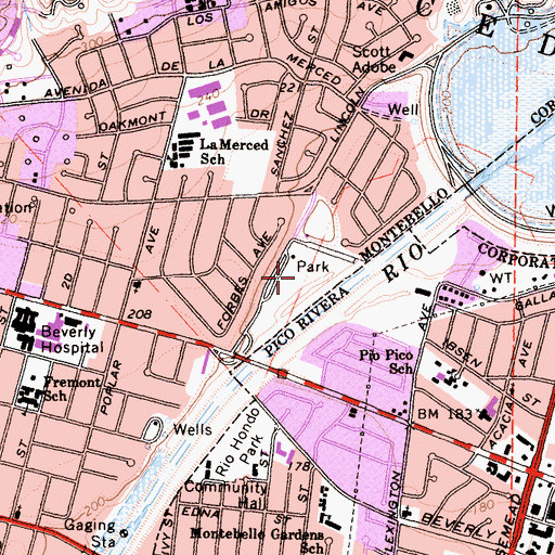 Topographic Map of Grant Rea Park, CA