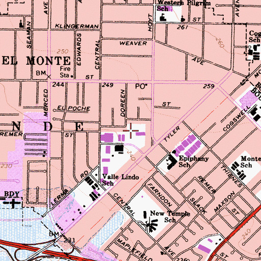 Topographic Map of Greater El Monte Community Hospital, CA