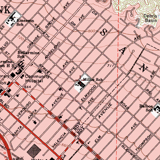 Topographic Map of Joaquin Miller Park, CA