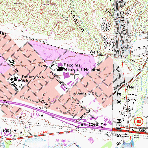 Topographic Map of Kagel Canyon Park, CA