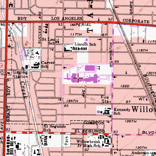 Topographic Map of King-Harbor Hospital, CA