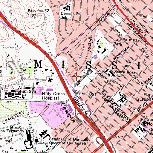 Topographic Map of La Rinda Shopping Center, CA