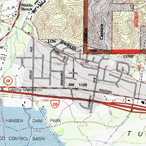 Topographic Map of Lake View Terrace, CA