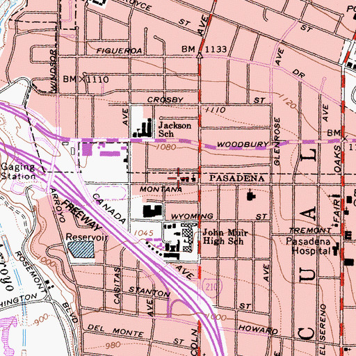 Topographic Map of Lincoln Avenue Presbyterian Church, CA