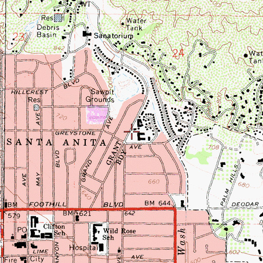 Topographic Map of Maryknoll Hospital, CA