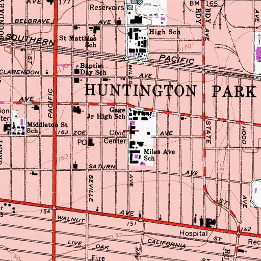 Topographic Map of Miles Park, CA