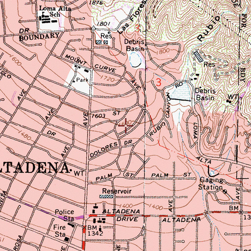 Topographic Map of Mount Lowe Park, CA