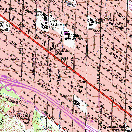 Topographic Map of New York Park, CA