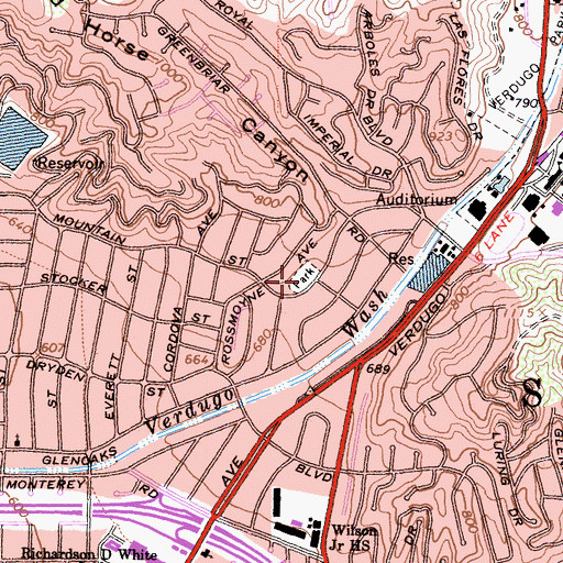 Topographic Map of Nibley Park, CA