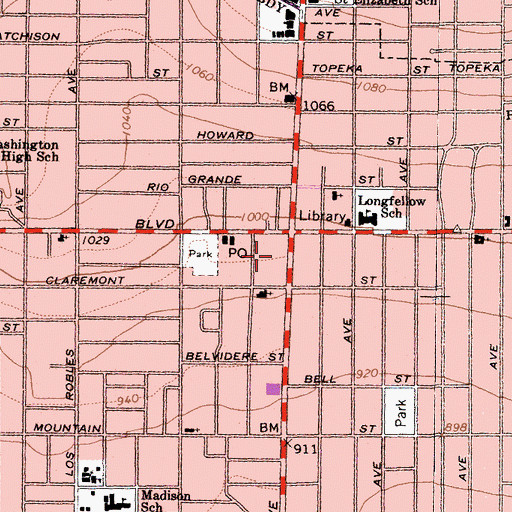 Topographic Map of North Lake Square Shopping Center, CA