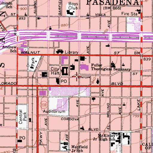 Topographic Map of Pacific Asia Museum, CA