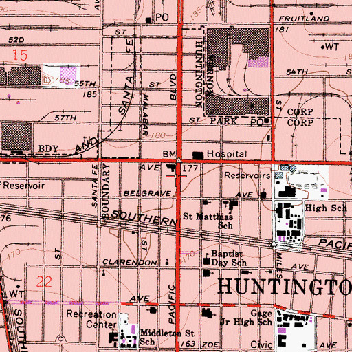 Topographic Map of Pacific Center Shopping Center, CA