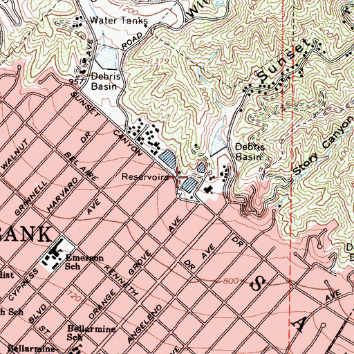Topographic Map of Palm Park, CA