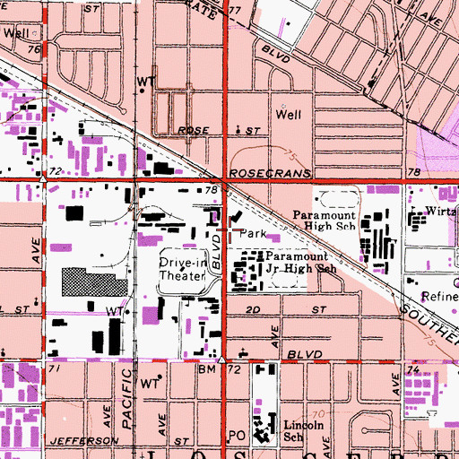Topographic Map of Paramount Park, CA