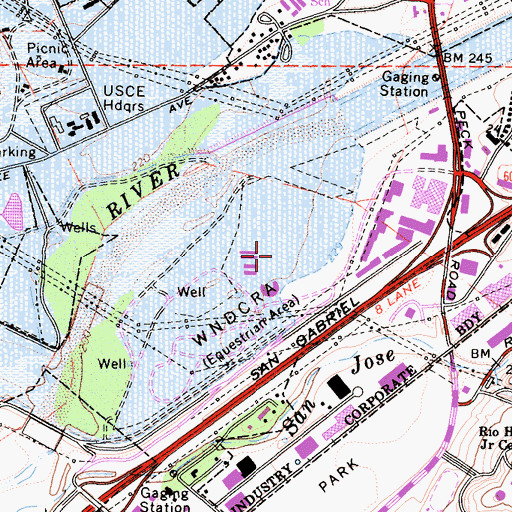 Topographic Map of Pico Rivera Bicentennial Park, CA