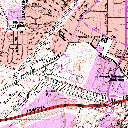 Topographic Map of Resurrection Cemetery, CA