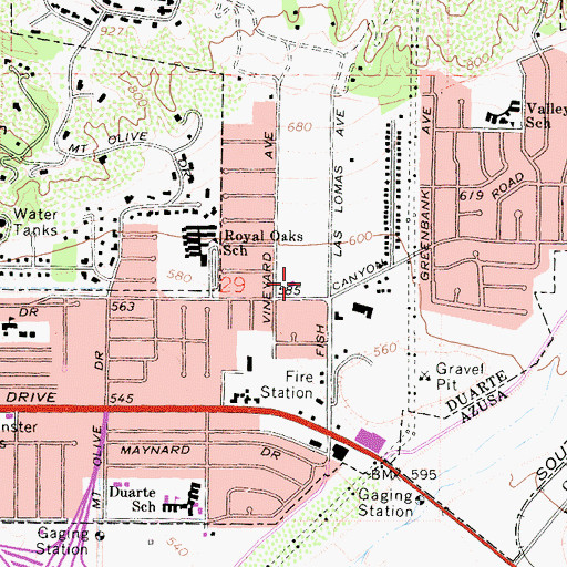 Topographic Map of Royal Oaks Park, CA