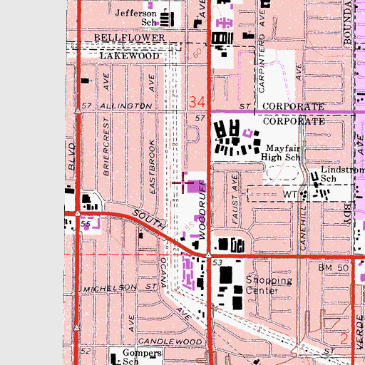 Topographic Map of Saint Joseph Academy for Girls High School, CA
