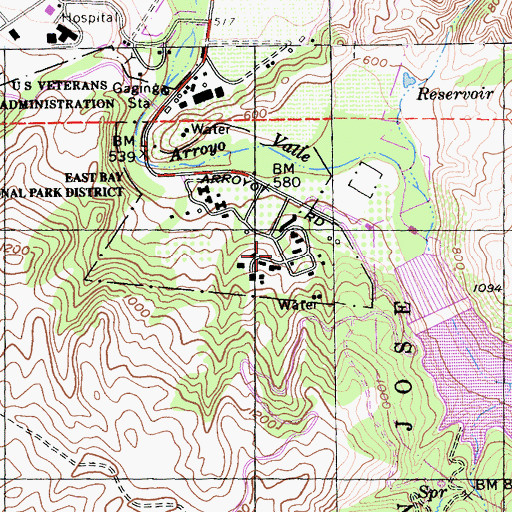 Topographic Map of Arroyo Del Valle Sanatorium, CA