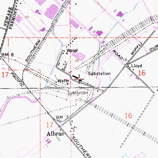 Topographic Map of Newark Substation, CA
