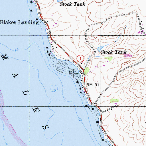 Topographic Map of Blakes Landing, CA