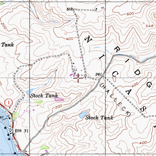 Topographic Map of Halleck School (historical), CA