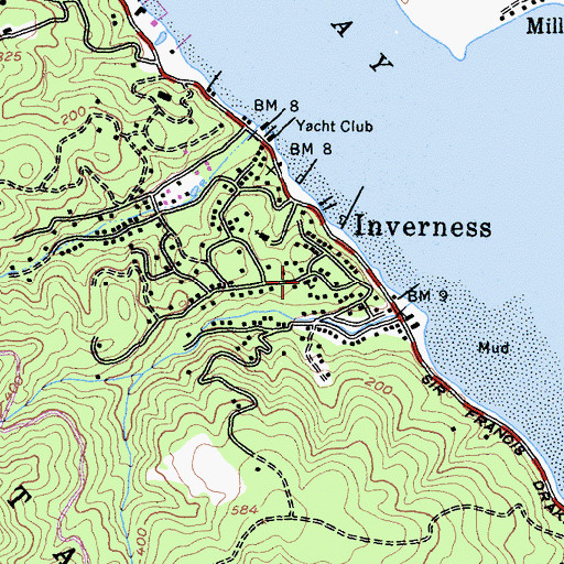 Topographic Map of Inverness Elementary School, CA