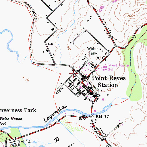 Topographic Map of Point Reyes School (historical), CA