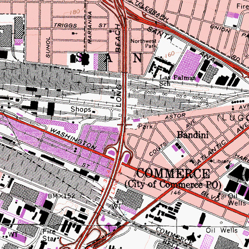Topographic Map of Bandini Park, CA