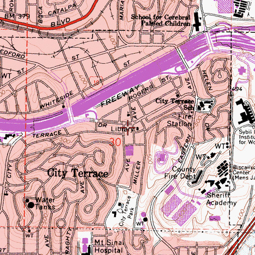 Topographic Map of City Terrace Branch County of Los Angeles Public Library, CA