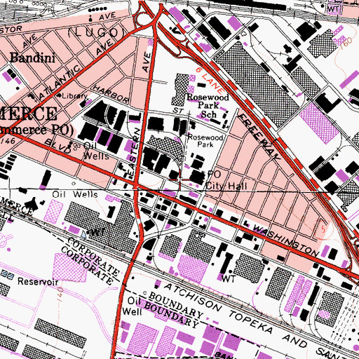 Topographic Map of Commerce Public Library, CA