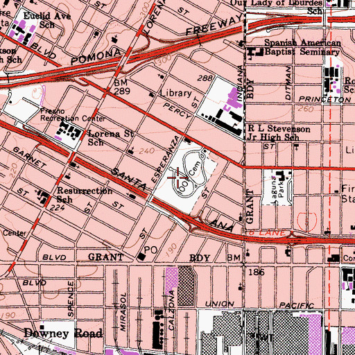Topographic Map of Independent Order of Oddfellows Cemetery, CA