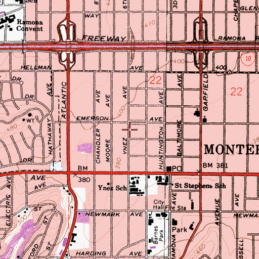 Topographic Map of Langley Park, CA