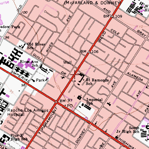 Topographic Map of Saint Raymonds Catholic Church, CA