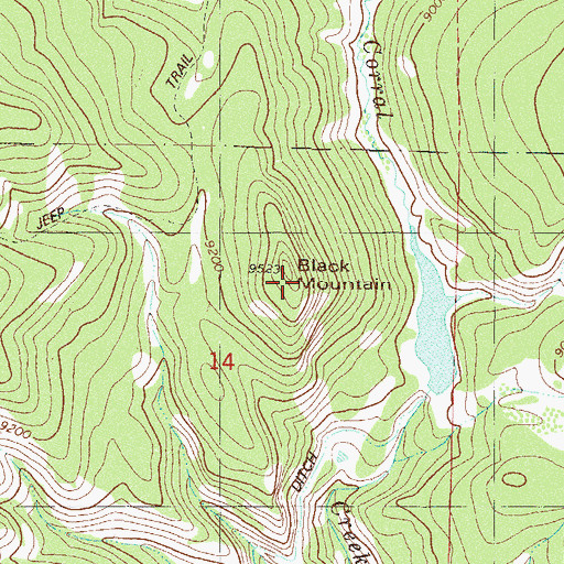 Topographic Map of Black Mountain, CO
