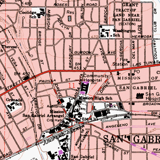 Topographic Map of San Gabriel Valley Medical Center, CA