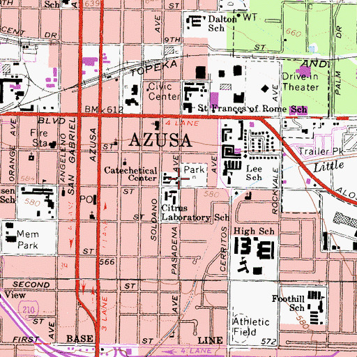 Topographic Map of Slauson Park, CA