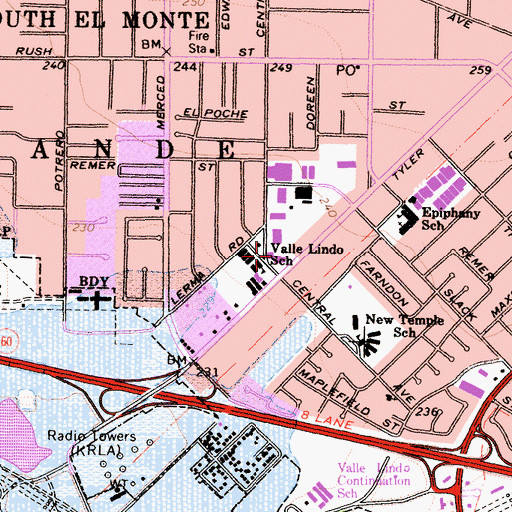 Topographic Map of South El Monte Branch County of Los Angeles Public Library, CA